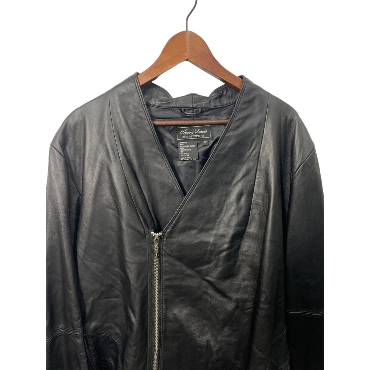 Jerry Lewis Womens Black Leather Jacket Size 3x NWT