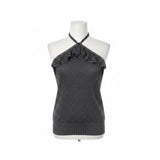 New York & Company Womens Black Halter Top With Ruffle Detail Size XS