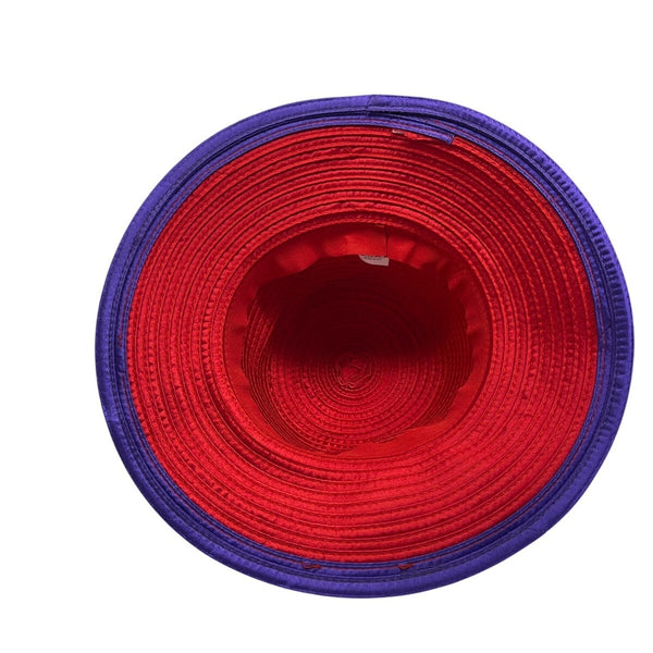Red & Purple Womens Polyester Hat With Decorative Flower