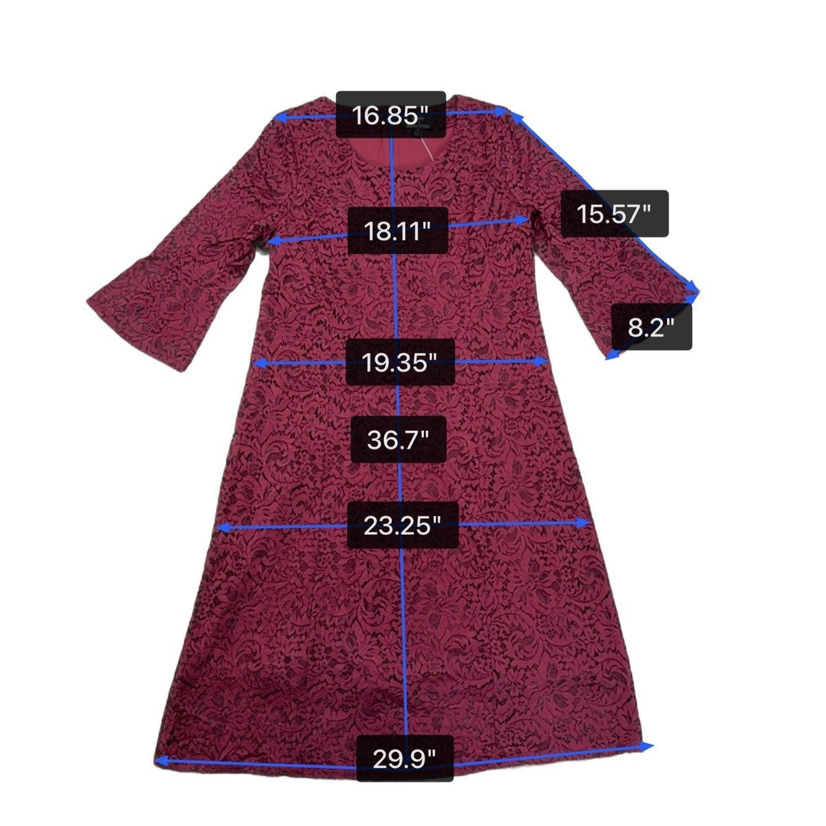 Dennis By Dennis Basso Womens Burgundy Lace A-Line Dress Size 16