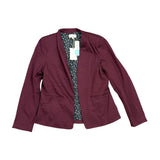 Skies Are Blue Womens Burgundy Open-Front Blazer Floral Lining Size L