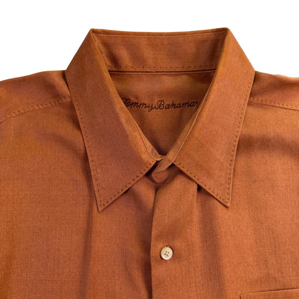 Tommy Bahama Mens Brown Button-Up Long Sleeve Shirt Size XXL