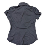 New York & Company Womens Black Ruffle Front Short Sleeve Blouse Sz S