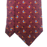 Calvin Klein Mens Burgundy Silk Patterned Tie Geometric Diamond Classic Design