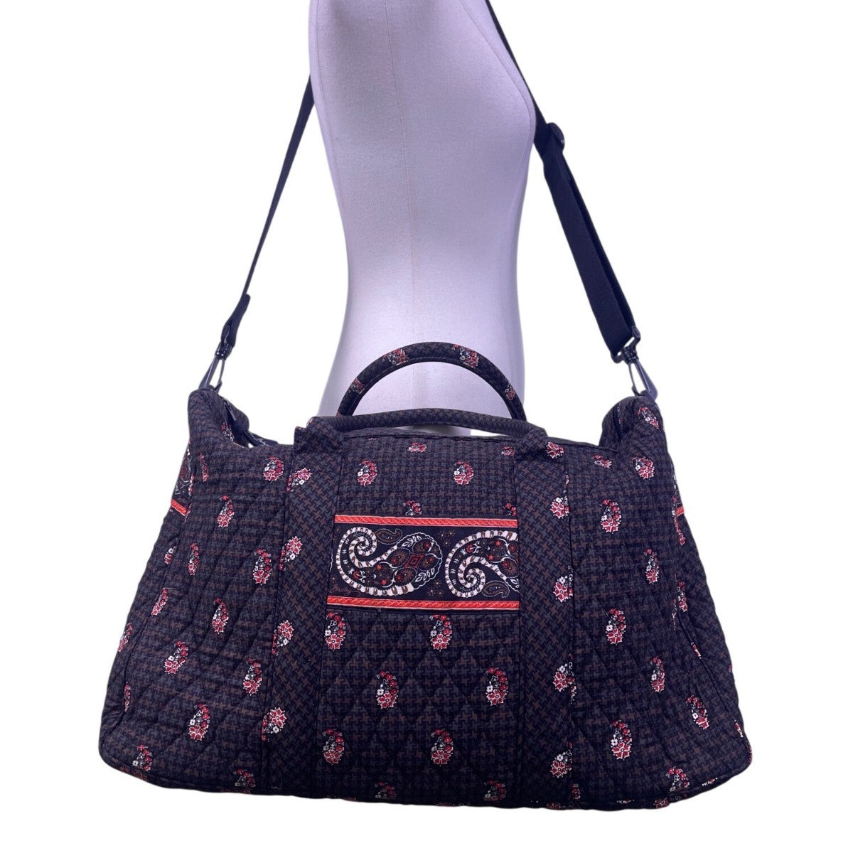 Vera Bradley Women’s Brown Quilted Paisley Fabric Carry-On Travel Duffel Bag