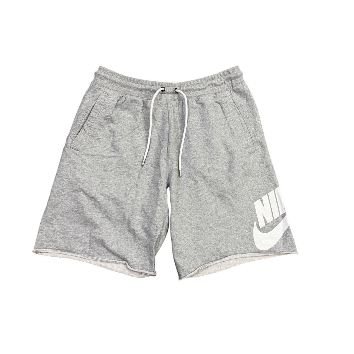 Nike Mens Gray Drawstring Shorts With Logo Graphics Casual Lightweight Size L