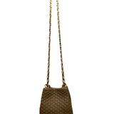 L.J.S Collection Women’s Beige Woven Gold Chain Strap Crossbody Bag