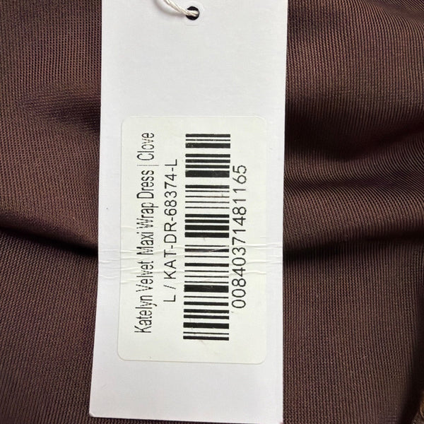 Baltic Born Womens Brown Velvet Wrap Maxi Dress Elegant Soft Fabric Size L