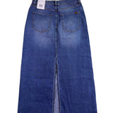 Jessica Simpson Womens Blue Denim Stretch Maxi Skirt Raw Hem Slim Fit Size 12