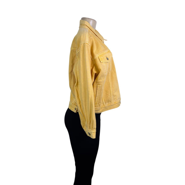 Gap Womens Yellow Denim Jacket Full Button FrontCotton Casual Sz XXL