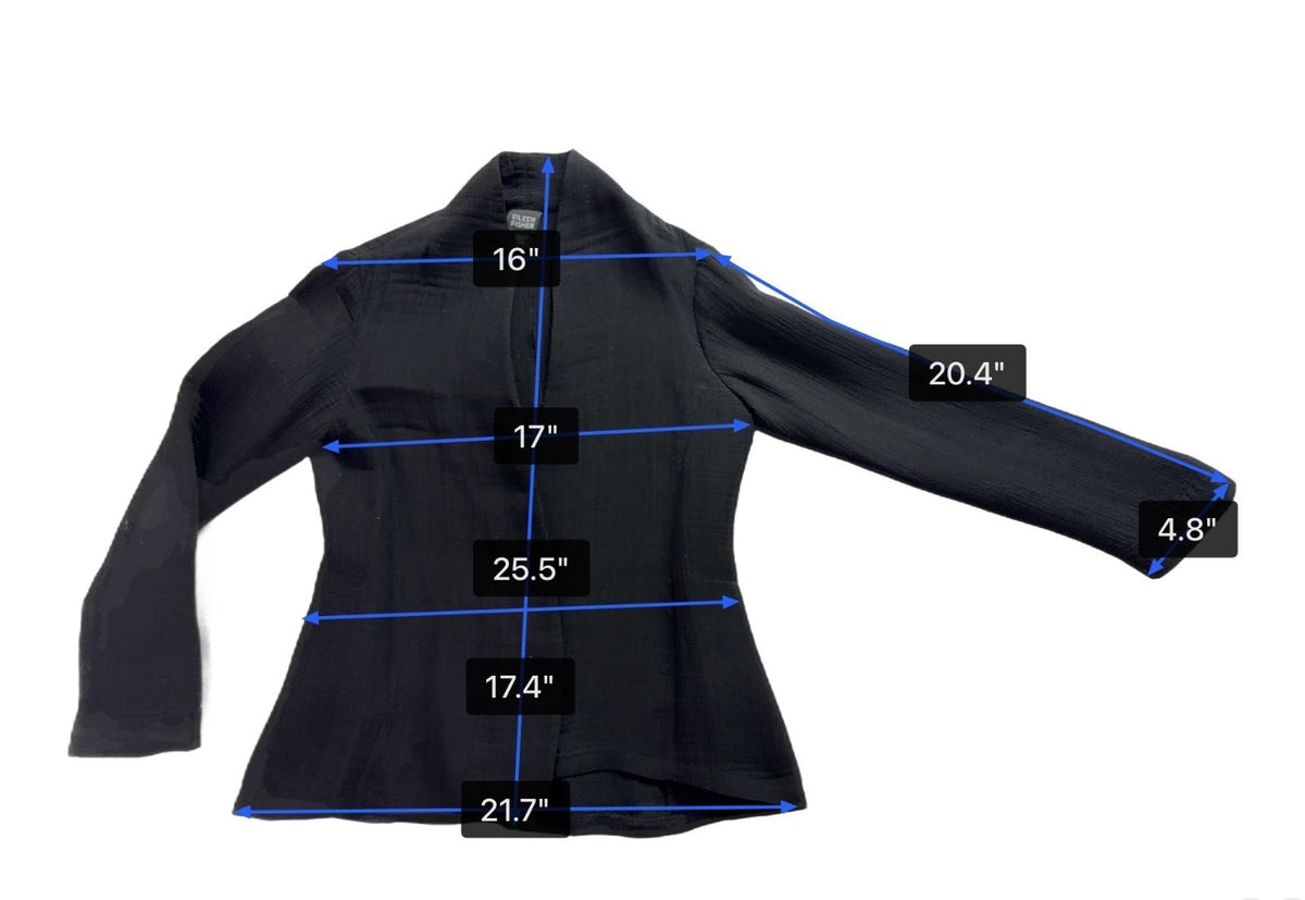 Eileen Fisher Womens Black Silk Open-Front Jacket Minimalist Design Sz XS