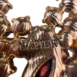 Napier Womens Gold Tone Red & Pink Rhinestone Wreath Brooch New In Box