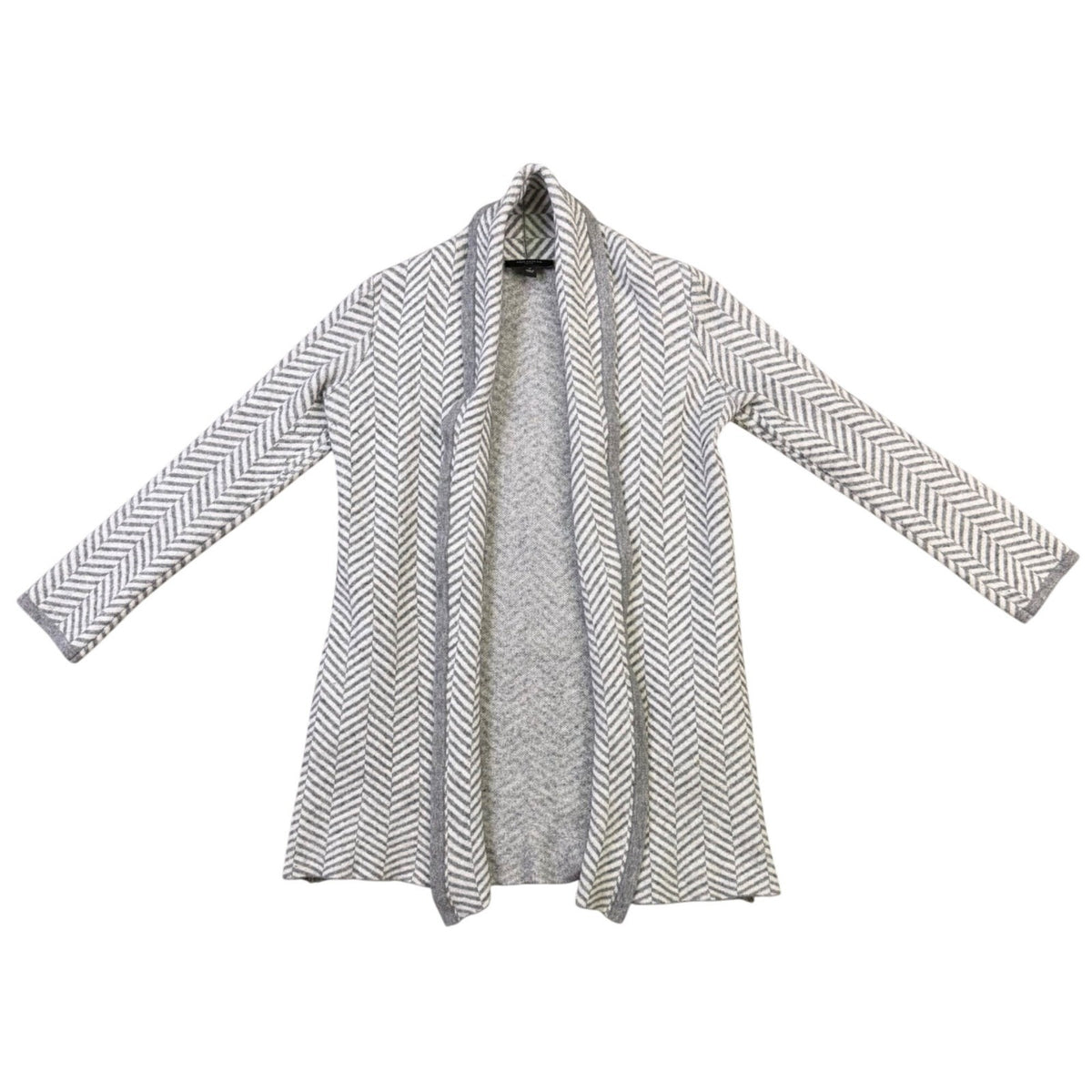 Ann Taylor Womens Gray Chevron Wool Blend Open Front Cardigan Sweater Size SP