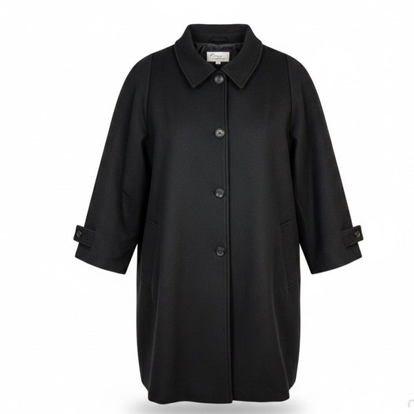 Woman Within Womens Black Swing Coat Button Front Lightweight Size 38W