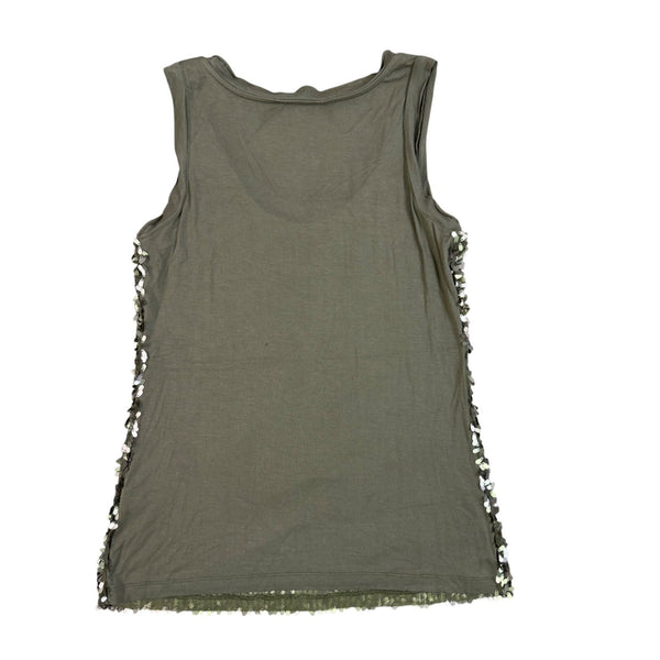 Calvin Klein Womens Olive Sequined Tank Top Petite Stylish Lightweight Sz M