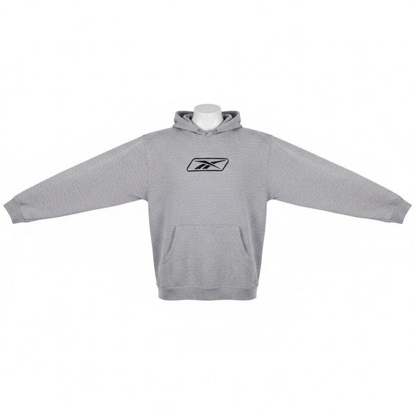 Reebok Grey Logo Hoodie Men’s Comfortable & Stylish Long Sleeves Size M