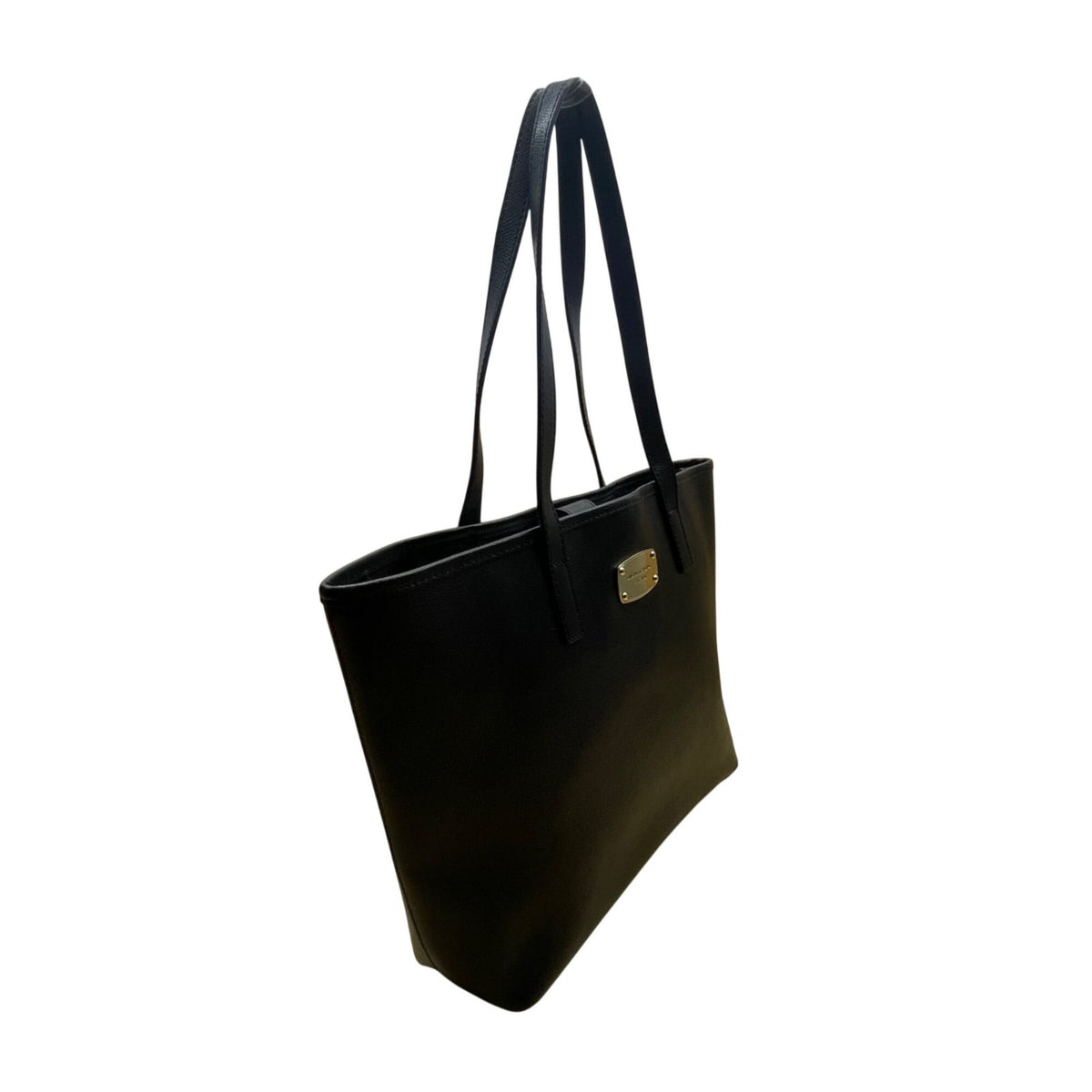 Michael Kors Women’s Black Leather Gold Hardware Double Handles Tote Bag