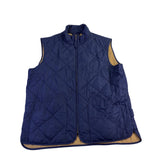 J.Crew Mens Navy Quilted Outerwear Vest Lightweight Zip-Up Reversible Sz L 