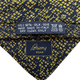 Brioni Mens Navy Yellow Silk Tie Geometric Pattern Handmade In Italy 3.5