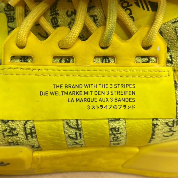 Adidas Yellow Text Print Comfort Primeknit Sport NMD R1 Sneakers Size 5