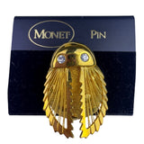 Monet Womens Gold Tone Beetle Crystal Pin Brooch Jewelry
