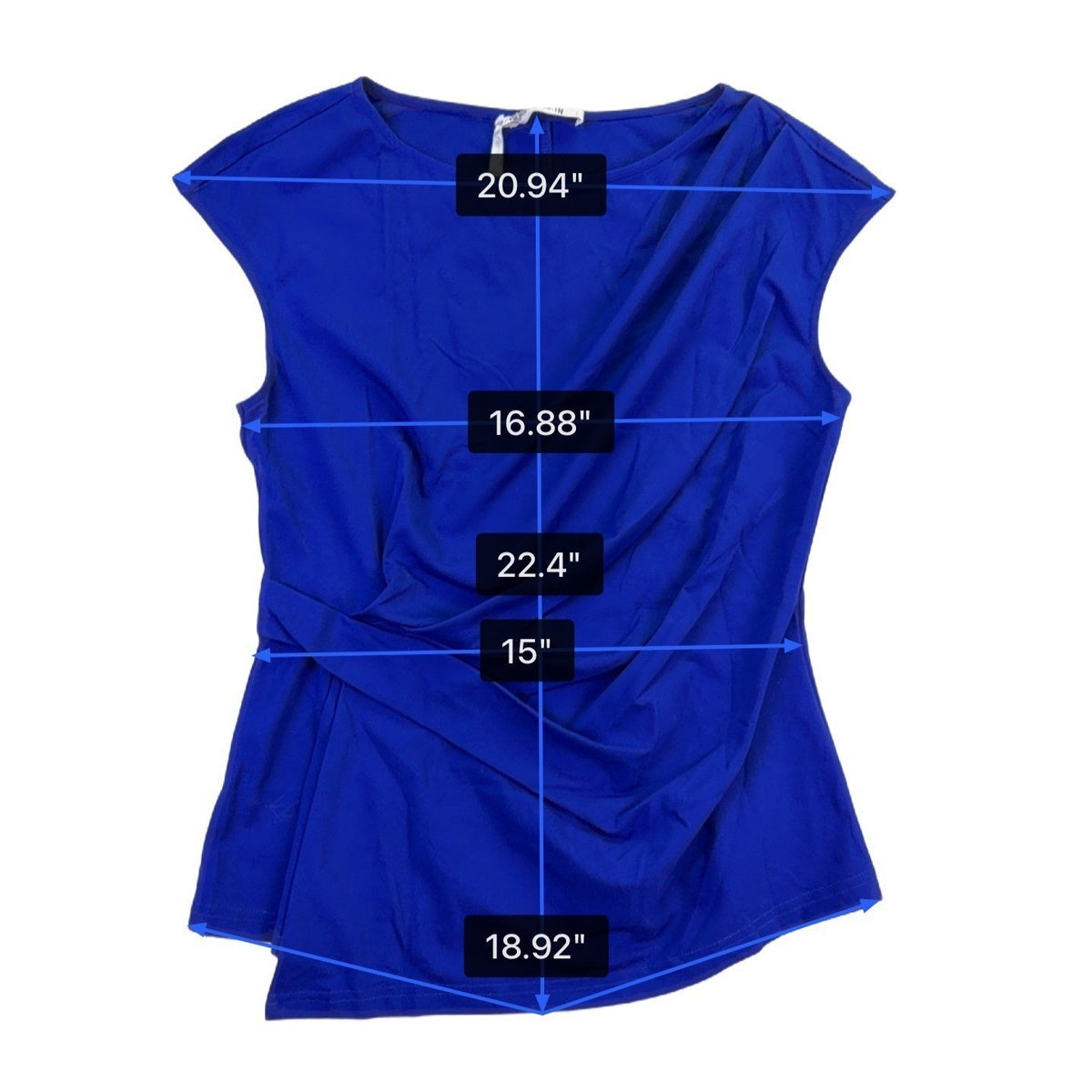 Grace Karin Women Blue Cap Sleeve Draped Tunic Top With Short Sleeves Size M