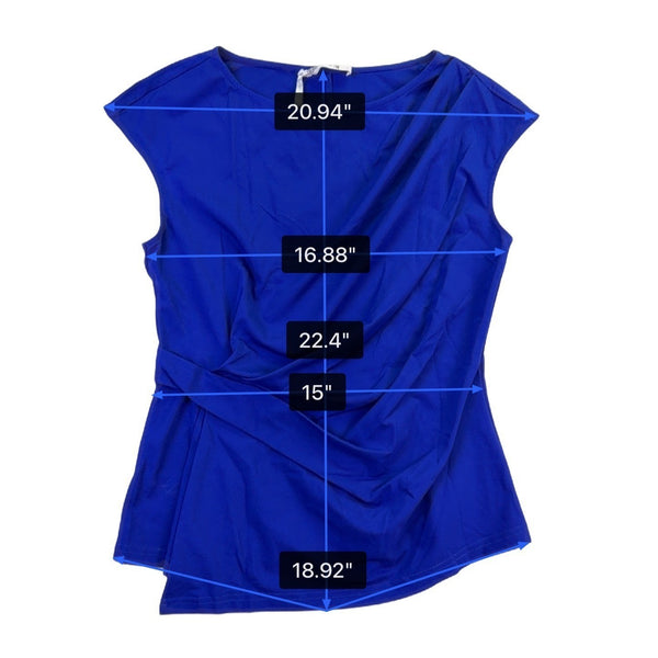 Grace Karin Women Blue Cap Sleeve Draped Tunic Top With Short Sleeves Size M