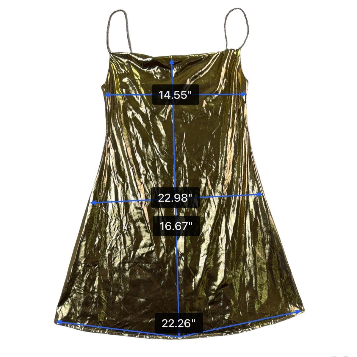 Micas Womens Gold Metallic A-Line Slip Dress Shiny Party Wear Sz S
