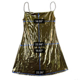 Micas Womens Gold Metallic A-Line Slip Dress Shiny Party Wear Sz S