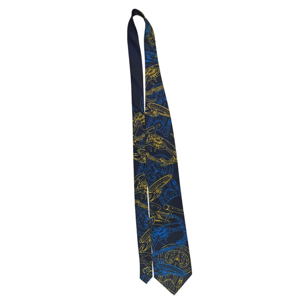 Ralph Marlin Mens Navy Blue Polyester USS Enterprise Starfleet Tie Spaceprint
