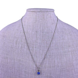 Sterling Silver Womens Blue Stone Pendant Necklace 925 Chain Thailand Handmade