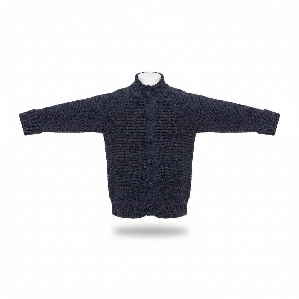 Chicos Womens Navy Cotton Button-Front Knit Cardigan Sweater Size 2