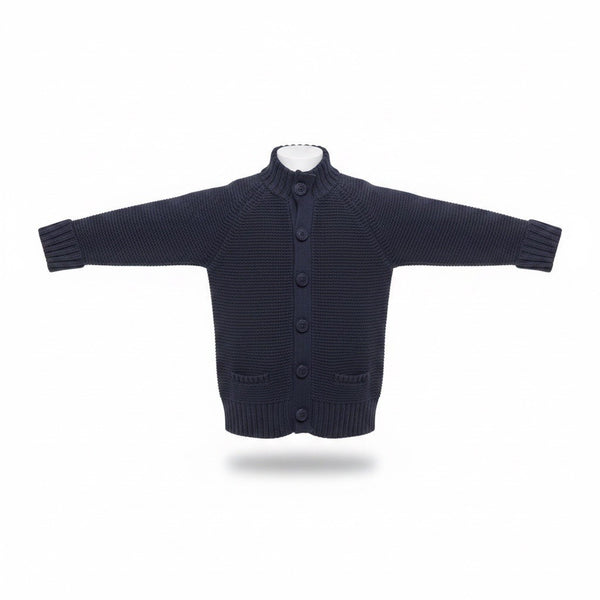 Chicos Womens Navy Cotton Button-Front Knit Cardigan Sweater Size 2