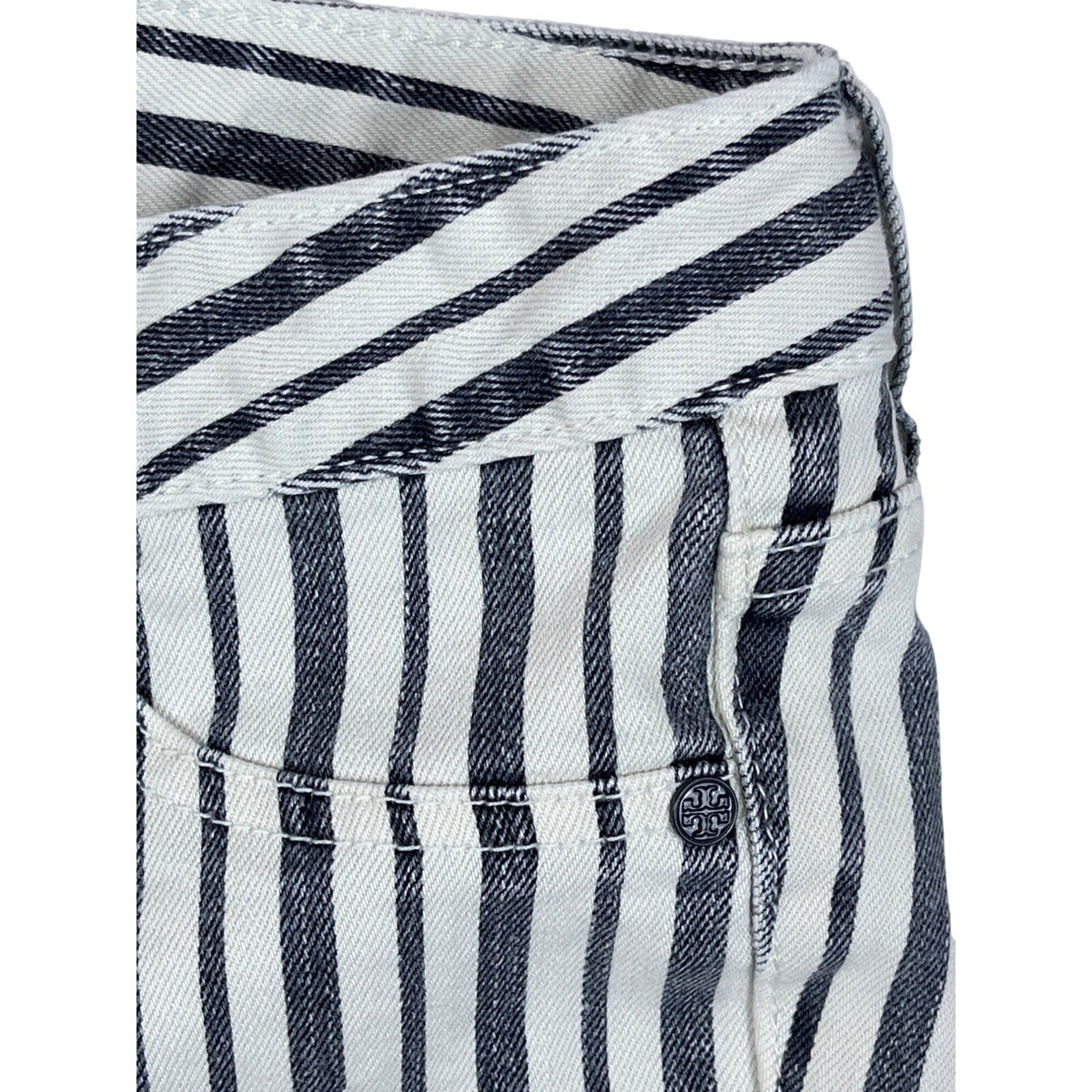 Tory Burch Women's White Blue Striped Marleen Stretchable Jeans Sz 26