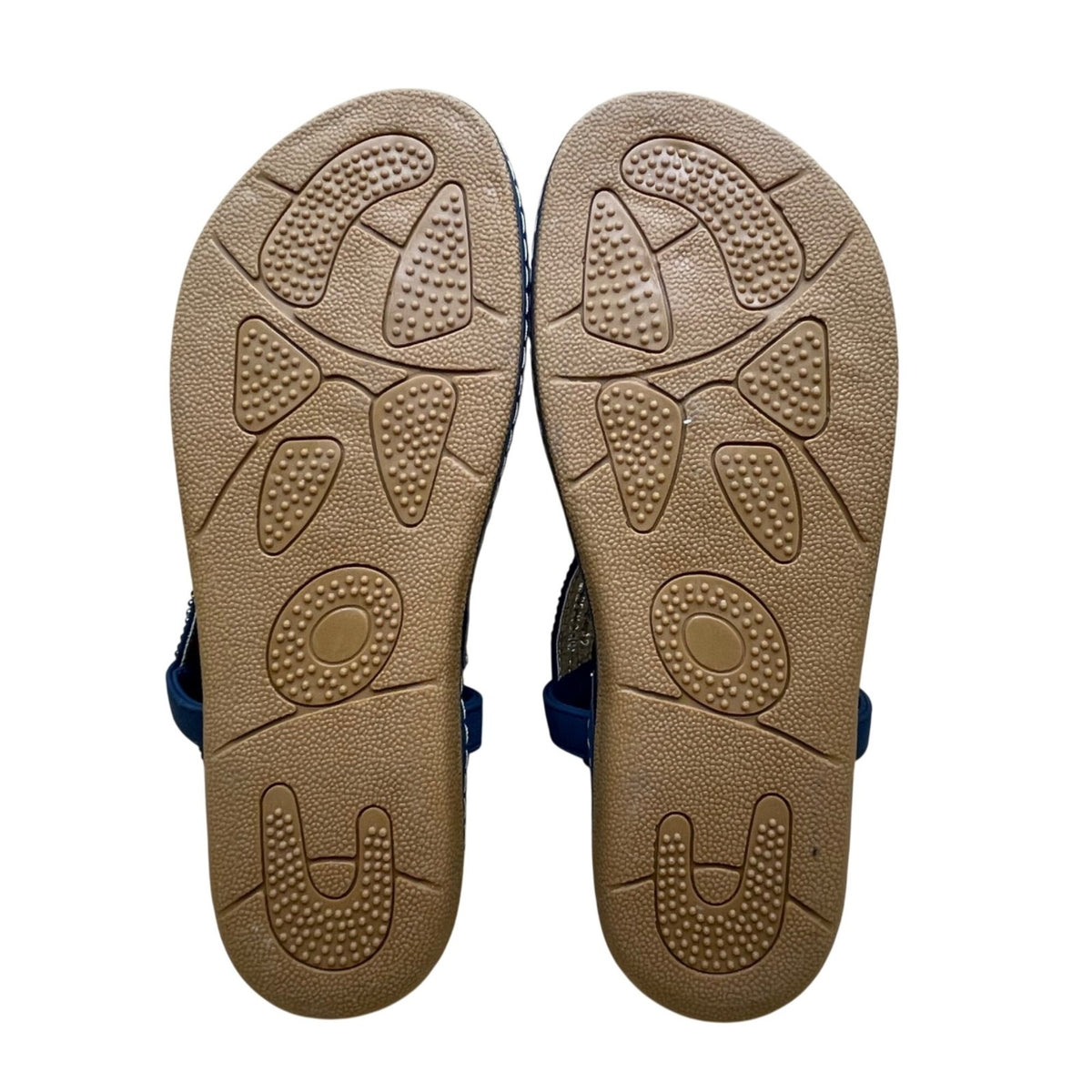 Siketu Women’s Blue Embellished T-Strap Flexible Sole Sandals Size 42