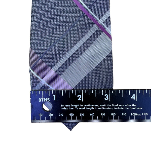 Michael Kors Mens Blue & Purple Plaid Silk Blend Neck Tie Elegant Business Style