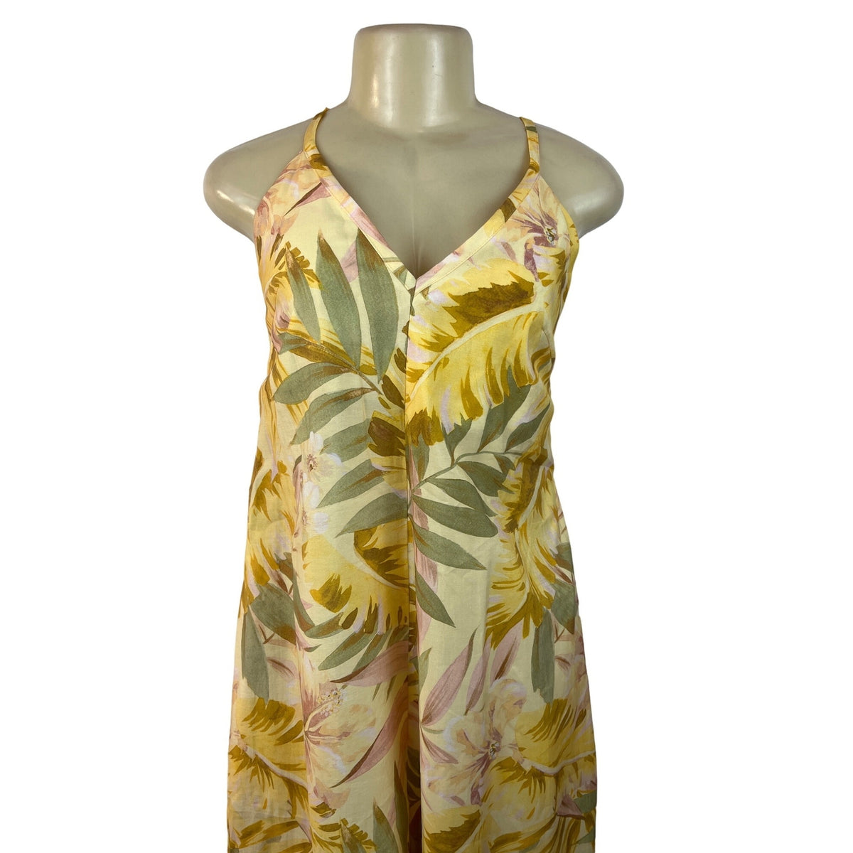 Cos Women's Yellow Floral Print Long Roper Summer Jumpsuit Sz S - NWT
