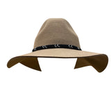 American Eagle Women Beige Wool Wide Brim Floppy Hat With Black Braided Cord