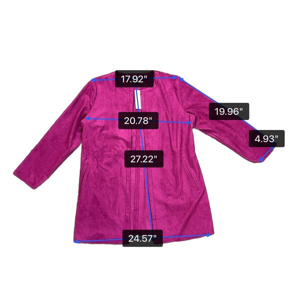 Chicos Womens Magenta Faux Suede Topper Open Long Sleeve Jacket Size 2