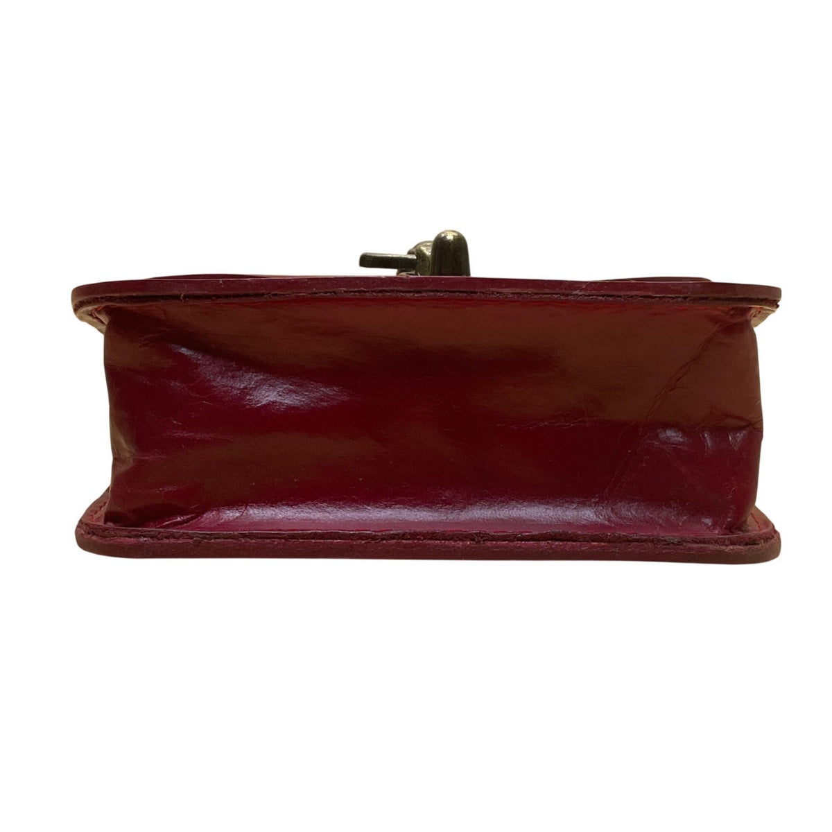 Handmade Women’s Red Leather Floral Brass Clasp Adjustable Strap Crossbody Bag