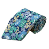 Liberty Mens Blue Floral 100% Cotton Neck Tie Adjustable Made In USA