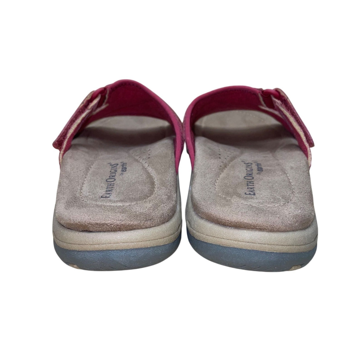 Earth Origins Women’s Red Pig Suede Floral Accent Sander Slip-On Sandals Size 7M