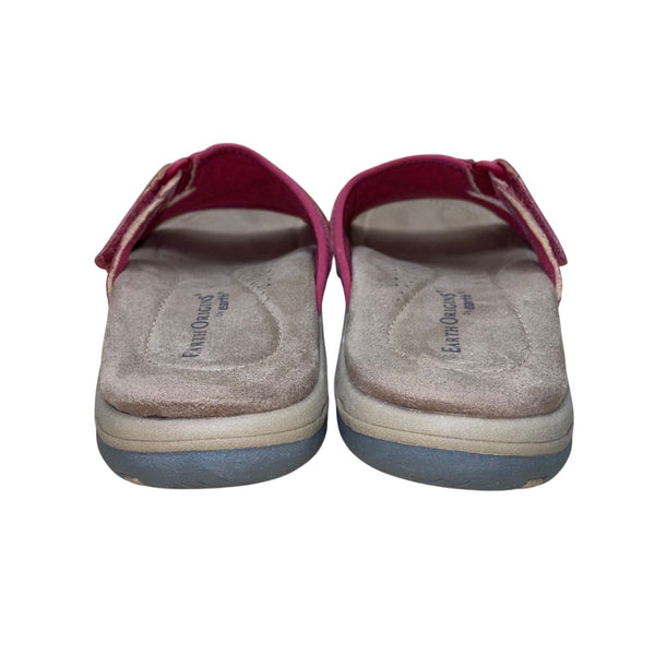 Earth Origins Women’s Red Pig Suede Floral Accent Sander Slip-On Sandals Size 7M