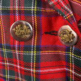 Hug Sunshine Womens Red Plaid Blazer & Pleated Skirt Set Sz L