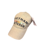 Embroidery Unisex Khaki Vietnam Veteran Adjustable Cap With Embroidered Design