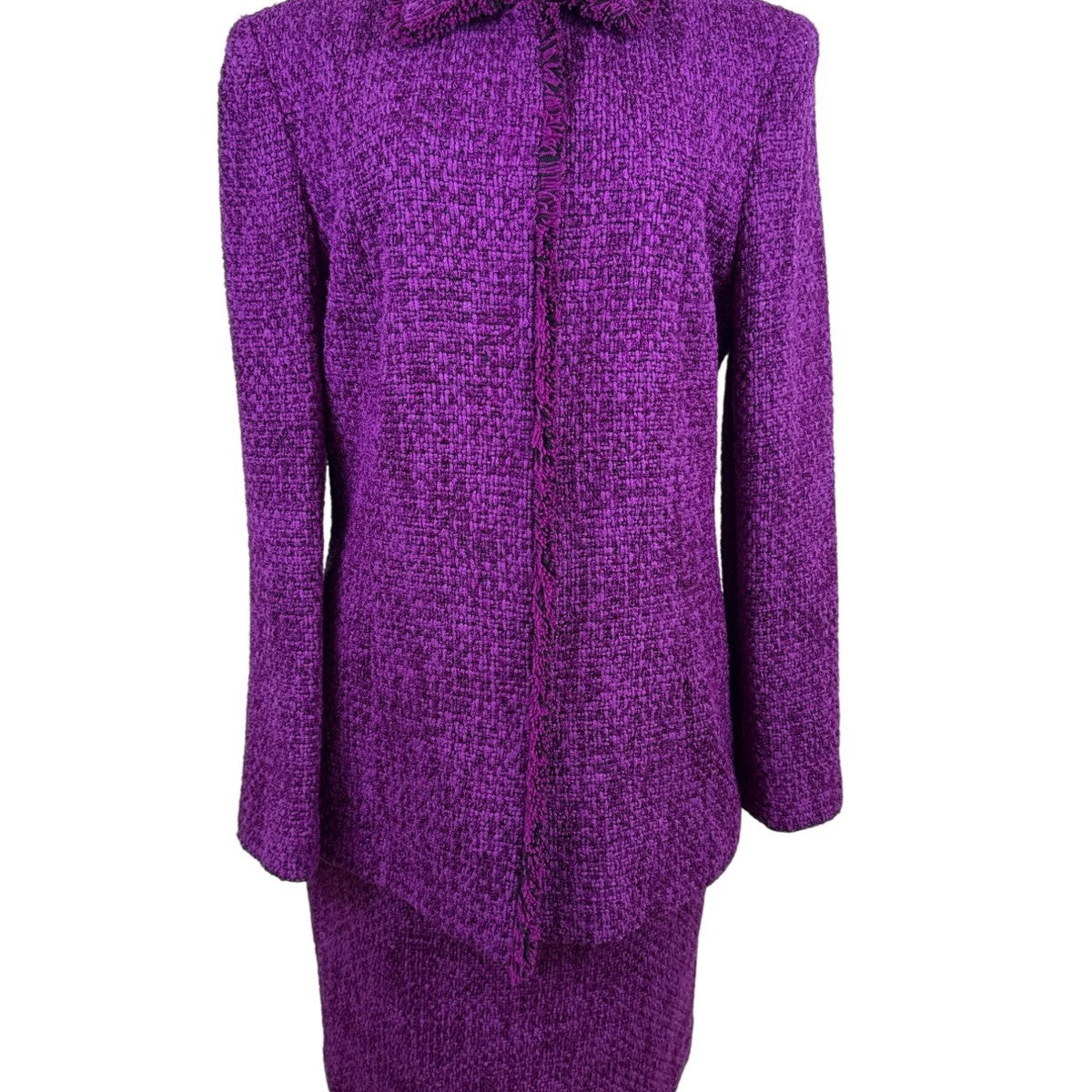 Dana Buchman Womens Purple Boucle Skirt Suit Set Size 10/12