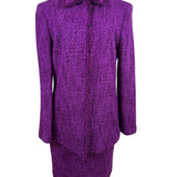 Dana Buchman Womens Purple Boucle Skirt Suit Set Size 10/12