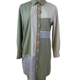 Kayra Womens Green Multicolor Striped Shirt Dress Long Sleeve Size 38