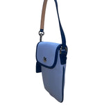 Coach Women’s Light Blue Fabric & Leather With Signature Detail Wristlet Bag