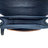 Black & Brown Faux Croc Embossed Leather Flap Magnetic Closure Crossbody Bag